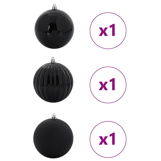 Vidaxl kerstbal set xxl 3 pcs zwart kunststof