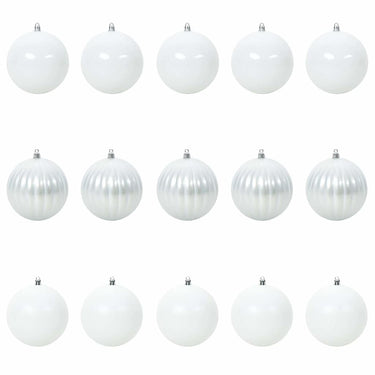 Vidaxl kerstbalset xl 15 pcs wit kunststof