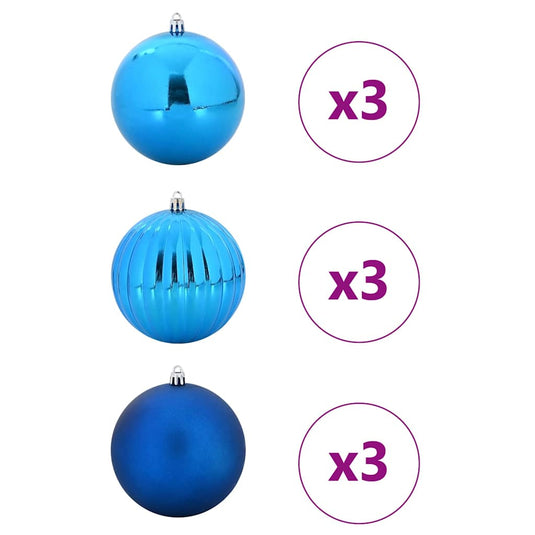Vidaxl kerstbalset xl 9 pcs blauw kunststof