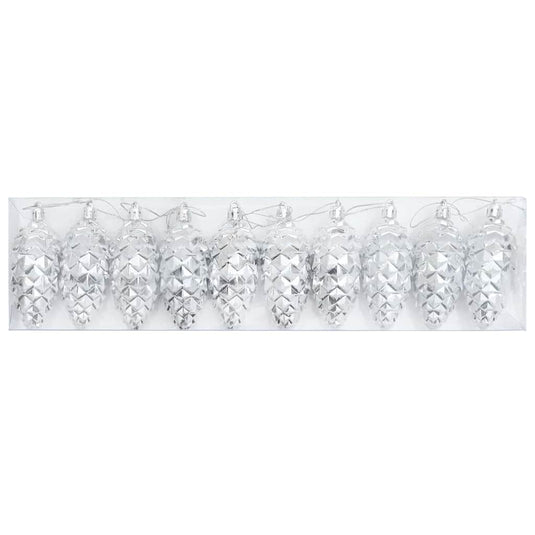 Vidaxl kerstdennenappeltje 40 pcs zilver kunststof