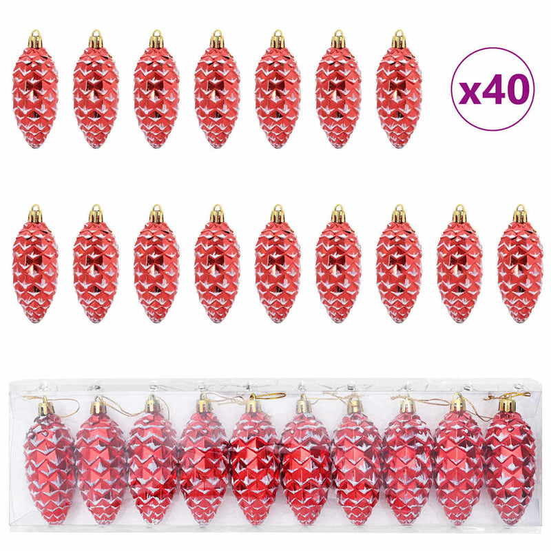 Chargez l'image dans la visionneuse de la galerie, Vidaxl kerstdennenappeltje 40 pcs rood kunststof

