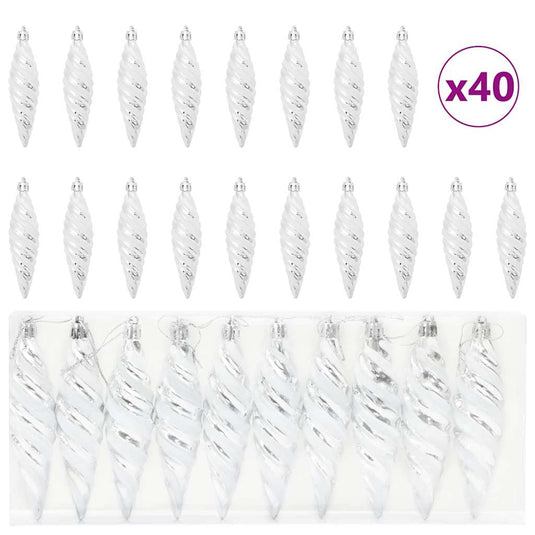 Vidaxl kerst spiralvorm bal 40 pcs zilver kunststof