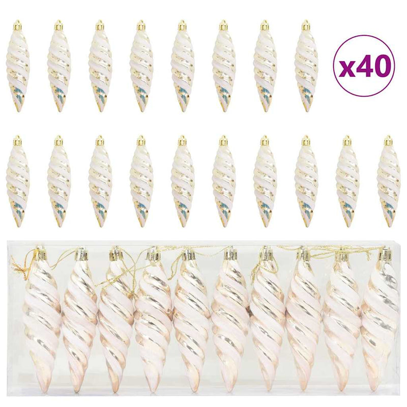 Afbeelding laden in galerijviewer, Vidaxl kerst spiralvorm bal 40 pcs champagne kunststof
