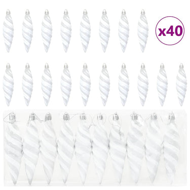 Vidaxl kerst spiralvorm bal 40 pcs wit kunststof