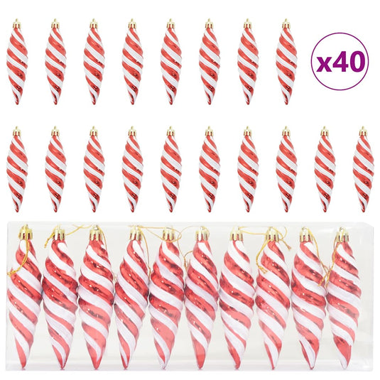 Vidaxl kerst spiralvorm bal 40 pcs rood kunststof
