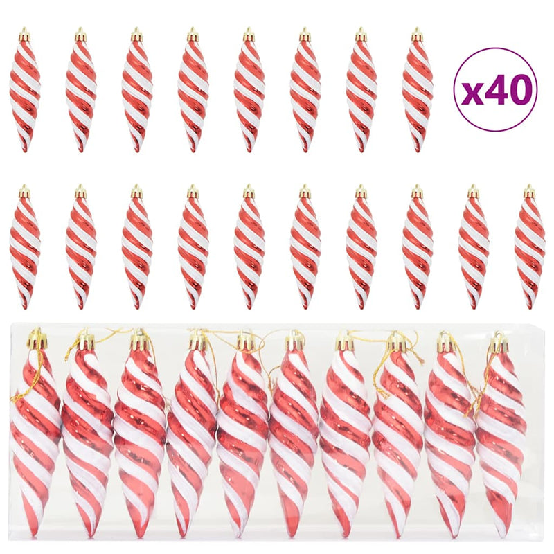 Afbeelding laden in galerijviewer, Vidaxl kerst spiralvorm bal 40 pcs rood kunststof
