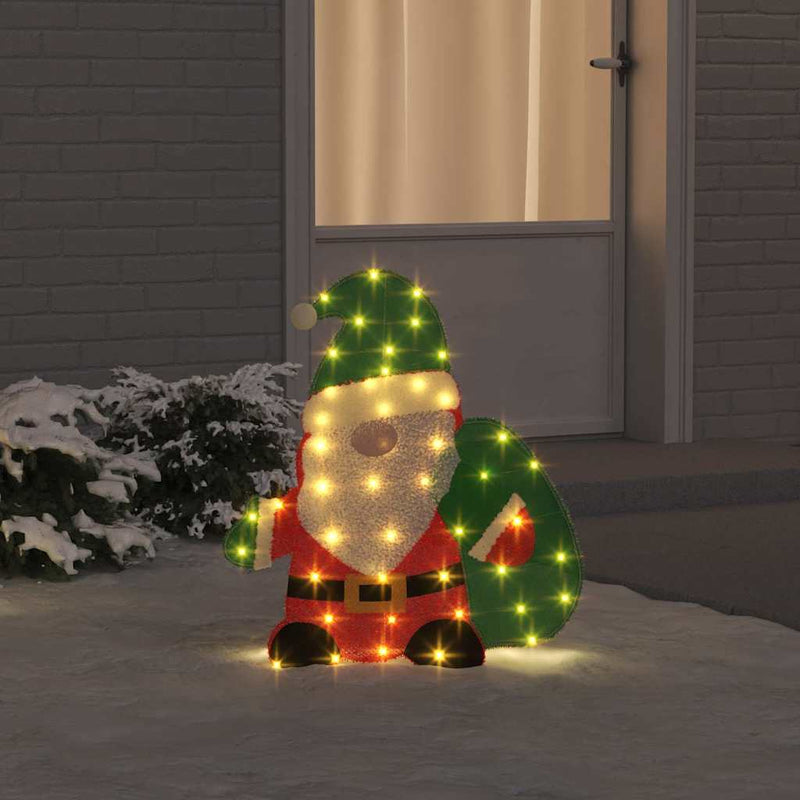 Afbeelding laden in galerijviewer, Vidaxl verlichte kerstman met 60 led warmwit 70 x 62 cm lurexfabric
