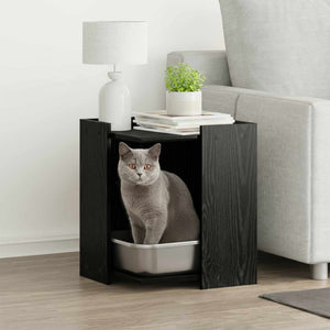 Vidaxl kattenbak omheining zwart eiken 42 x 42 x 51 cm bewerkt hout