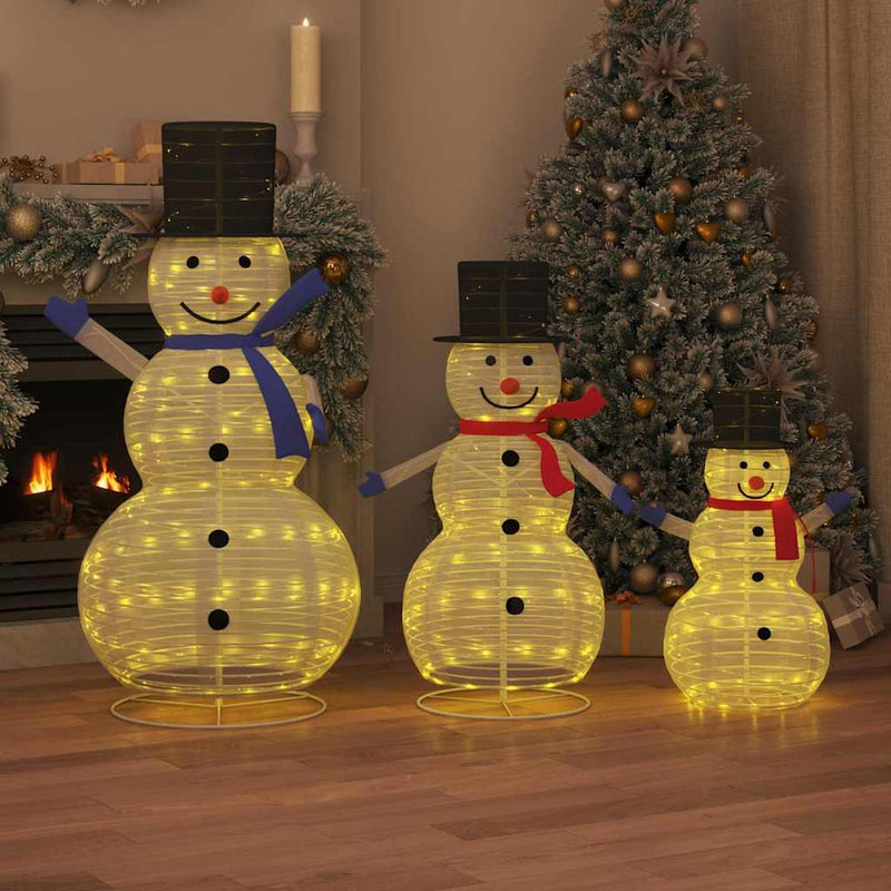 Afbeelding laden in galerijviewer, Vidaxl kerst sneeuwman familie met 270 led 3 pcs warmwit stof
