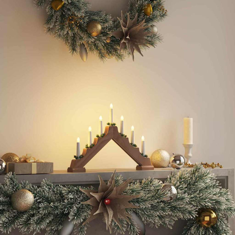 Afbeelding laden in galerijviewer, Vidaxl kerst kaars brug bruin 39.5 x 5 x 29 cm massief grenenhout
