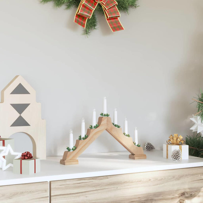 Afbeelding laden in galerijviewer, Vidaxl kerst kaars brug bruin 39.5 x 5 x 29 cm massief grenenhout
