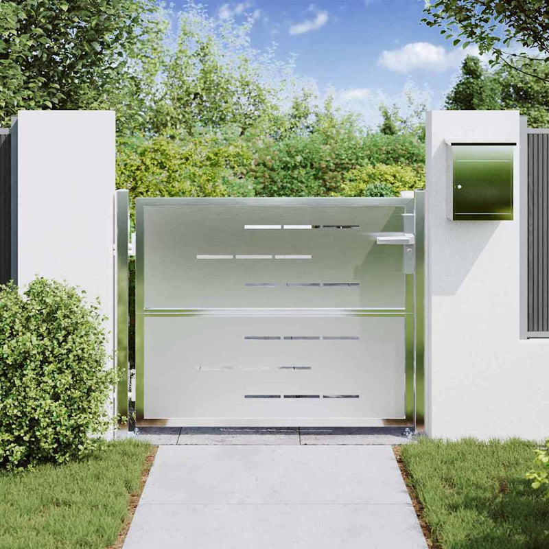 Afbeelding laden in galerijviewer, Vidaxl tuinpoort met slot zilver 100 x 75 cm roestvrij staal

