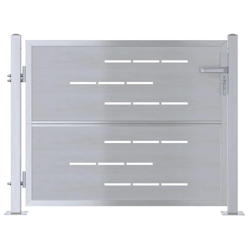 Afbeelding laden in galerijviewer, Vidaxl tuinpoort met slot zilver 100 x 75 cm roestvrij staal
