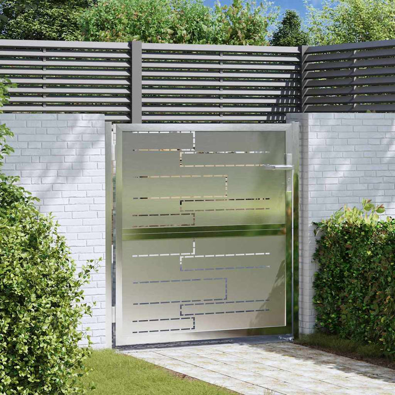 Afbeelding laden in galerijviewer, Vidaxl tuinpoort met slot zilver 96 x 100 cm roestvrij staal

