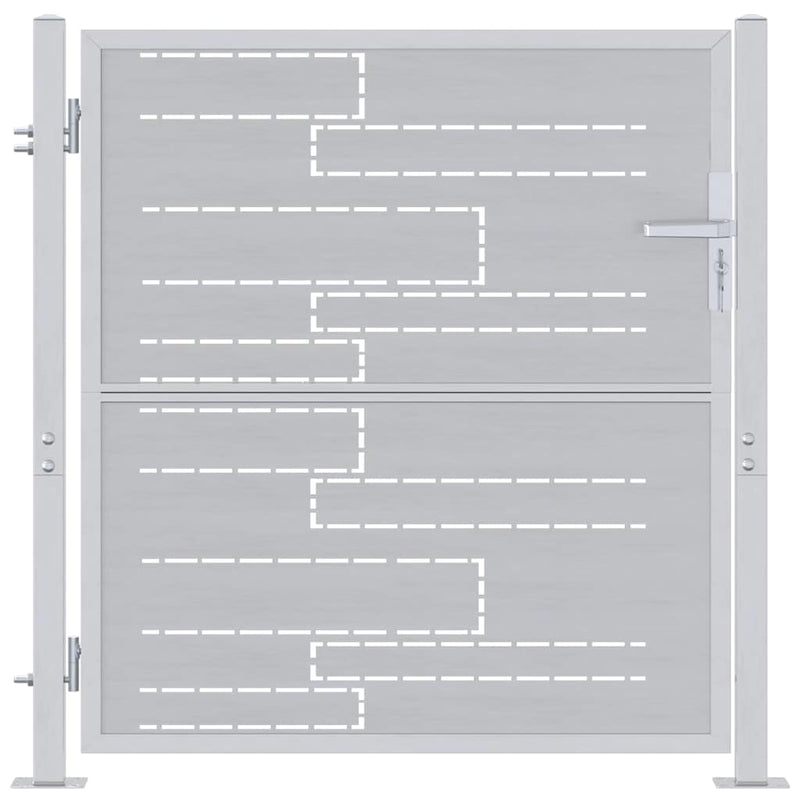 Afbeelding laden in galerijviewer, Vidaxl tuinpoort met slot zilver 96 x 100 cm roestvrij staal
