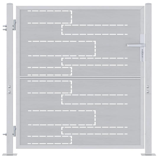 Vidaxl tuinpoort met slot zilver 96 x 100 cm roestvrij staal