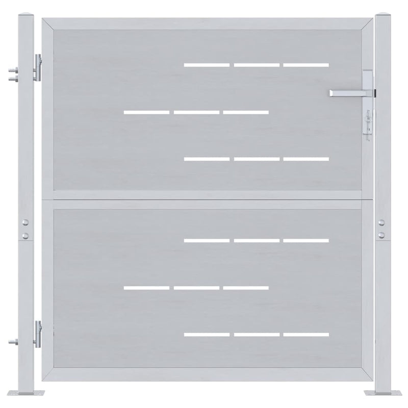 Afbeelding laden in galerijviewer, Vidaxl tuinpoort met slot zilver 96 x 100 cm roestvrij staal
