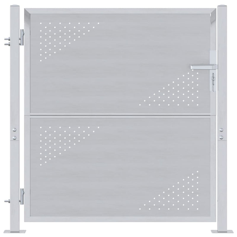Afbeelding laden in galerijviewer, Vidaxl tuinpoort met slot zilver 95 x 100 cm roestvrij staal
