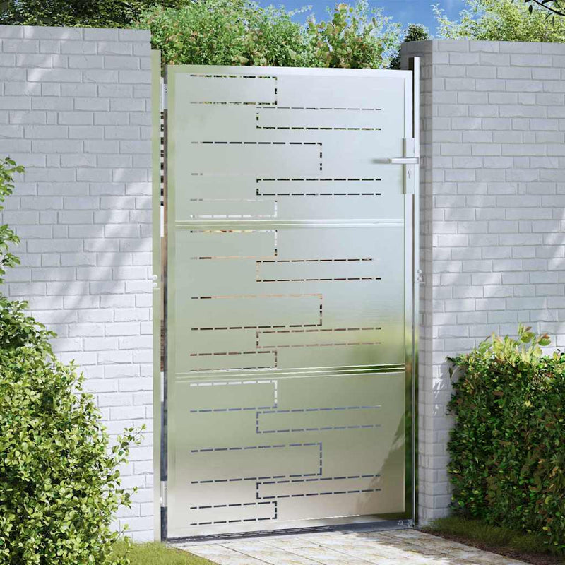 Afbeelding laden in galerijviewer, Vidaxl tuinpoort met slot zilver 100 x 150 cm roestvrij staal
