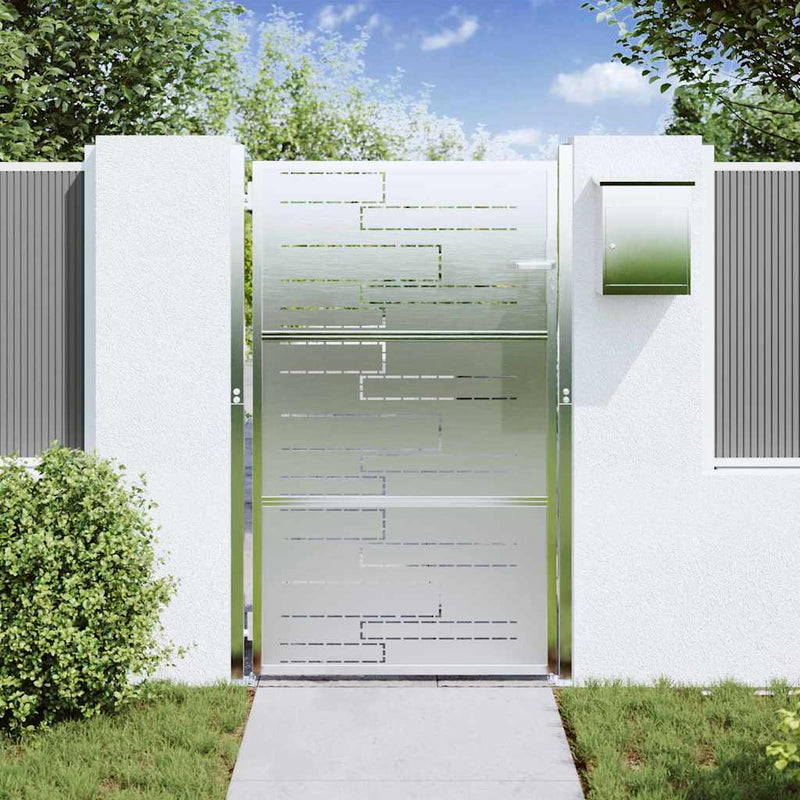 Afbeelding laden in galerijviewer, Vidaxl tuinpoort met slot zilver 100 x 150 cm roestvrij staal

