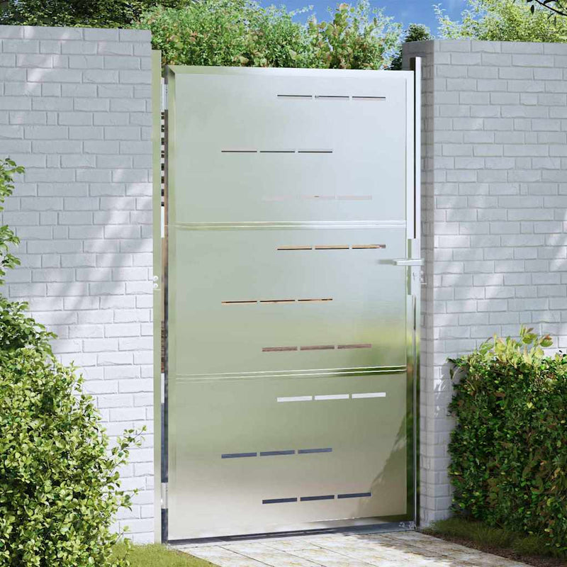 Afbeelding laden in galerijviewer, Vidaxl tuinpoort met slot zilver 100 x 150 cm roestvrij staal
