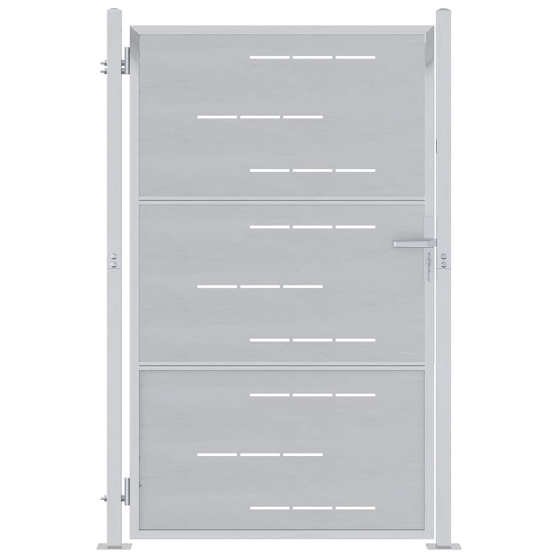 Afbeelding laden in galerijviewer, Vidaxl tuinpoort met slot zilver 100 x 150 cm roestvrij staal
