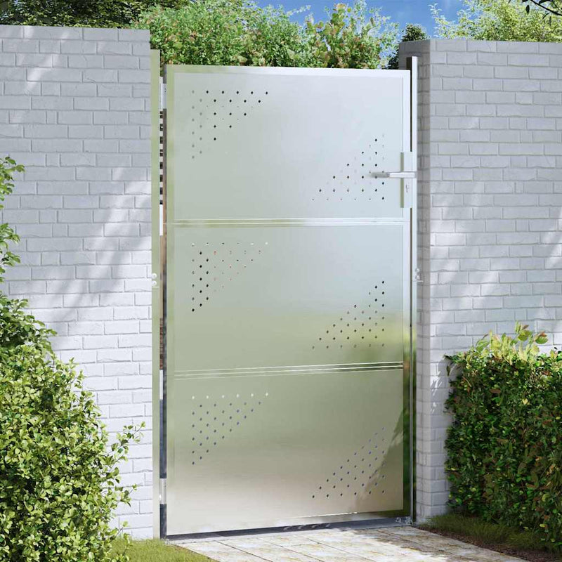 Afbeelding laden in galerijviewer, Vidaxl tuinpoort met slot zilver 100 x 150 cm roestvrij staal
