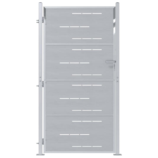 Vidaxl tuinpoort met slot zilver 96 x 200 cm roestvrij staal