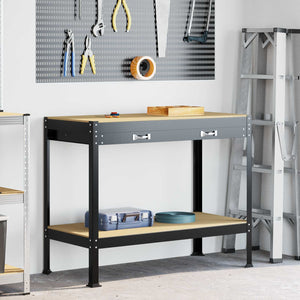 Vidaxl werkbanken met lade zwart 114 x 54 x 91 cm bewerkt hout