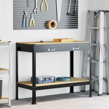 Vidaxl werkbanken met lade zwart 114 x 54 x 91 cm bewerkt hout