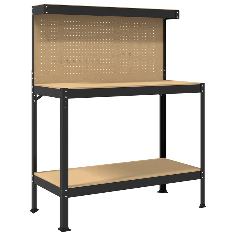 ギャラリービューアに画像をロードする, Vidaxl werkbanken met plank zwart 114 x 54 x 145 cm bewerkt hout
