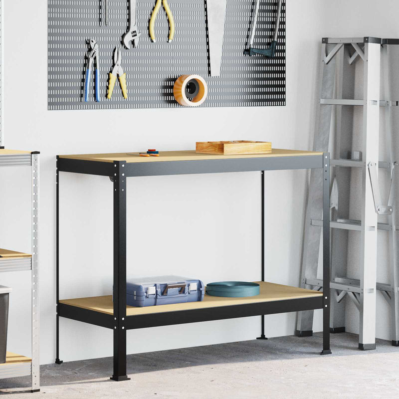ギャラリービューアに画像をロードする, Vidaxl werkbanken met plank zwart 115 x 55 x 91 cm bewerkt hout

