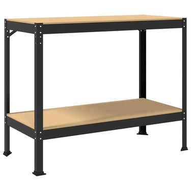 Vidaxl werkbanken met plank zwart 115 x 55 x 91 cm bewerkt hout