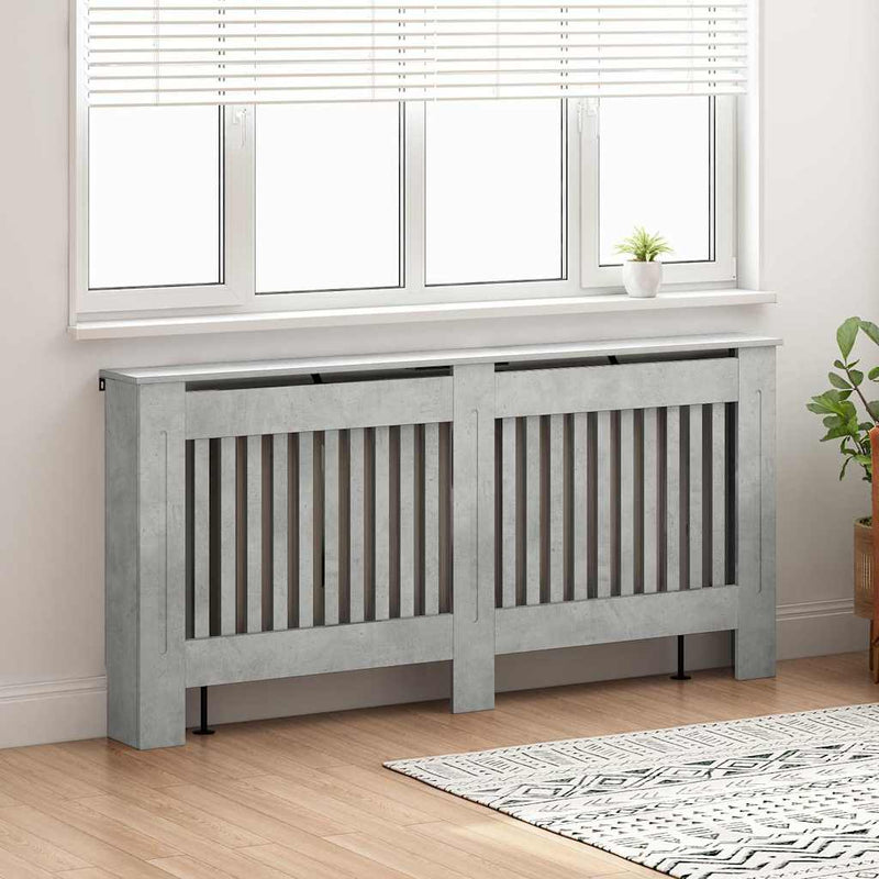 Chargez l'image dans la visionneuse de la galerie, Vidaxl radiatorafdekking beton grijs 172 x 19 x 81,5 cm bewerkt hout
