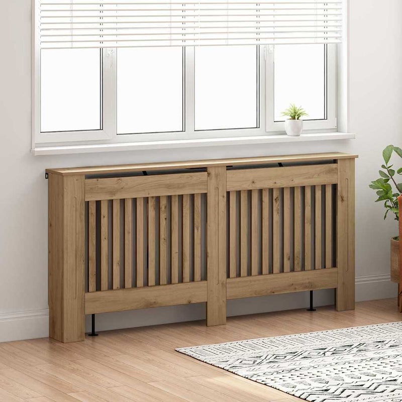 Afbeelding laden in galerijviewer, Vidaxl radiatorafdekking artisan eiken 172 x 19 x 81,5 cm bewerkt hout
