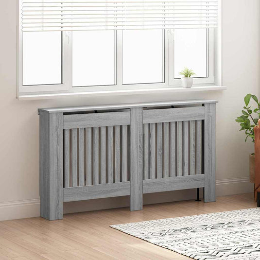 Vidaxl radiatorafdekking grijs sonoma 152 x 19 x 81,5 cm bewerkt hout