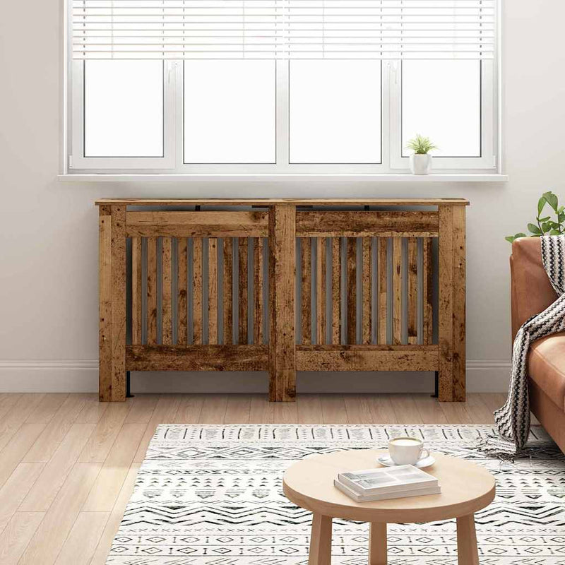 Chargez l'image dans la visionneuse de la galerie, Vidaxl radiatorafdekking oud hout 152 x 19 x 81,5 cm bewerkt hout
