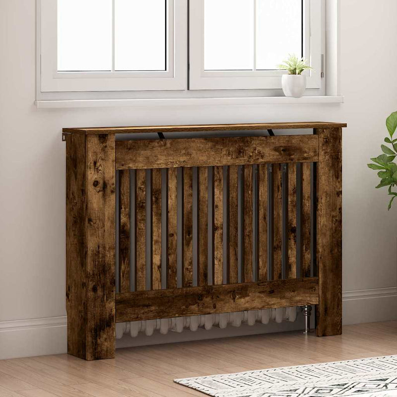 ギャラリービューアに画像をロードする, Vidaxl radiatorafdekking gerookt eiken 112 x 19 x 81,5 cm bewerkt hout

