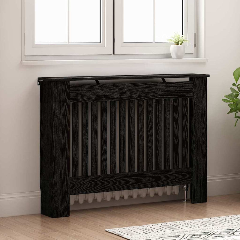 ギャラリービューアに画像をロードする, Vidaxl radiatorafdekking zwart eiken 112 x 19 x 81,5 cm bewerkt hout
