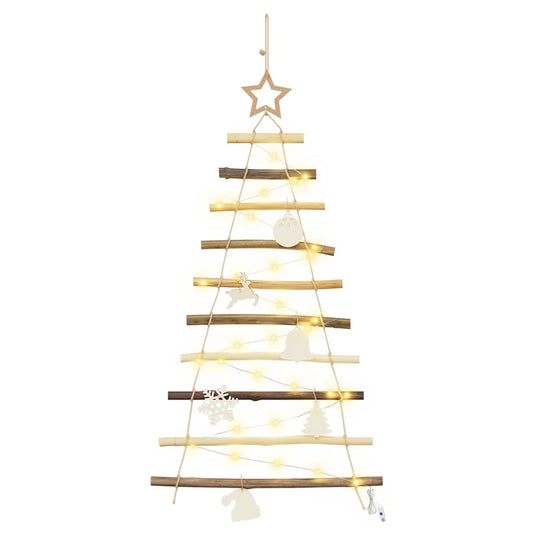 Vidaxl kerstboom met 30 led naturel 90 cm massief essenhout