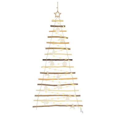 Vidaxl kerstboom met 50 led naturel 120 cm massief essenhout