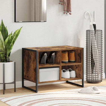 Vidaxl schoenenkast met opslag rook eik 60 x 35 x 44 cm bewerkt hout