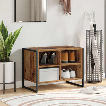Vidaxl schoenenkast met opslag oud hout 60 x 35 x 44 cm bewerkt hout