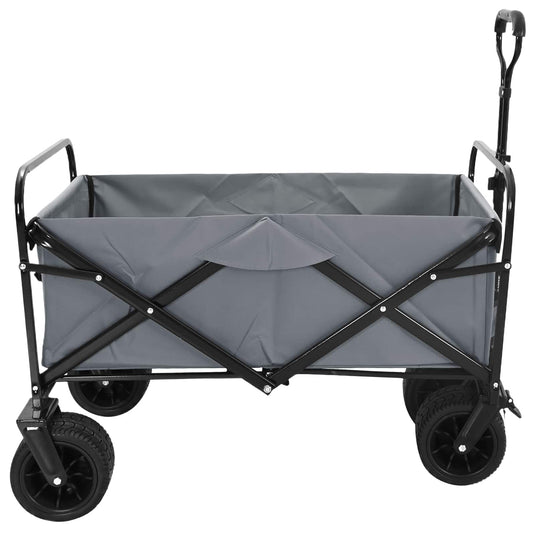 Vidaxl vouwbare handtrolley grijs 89 x 63 x 96 cm staal en oxford stof
