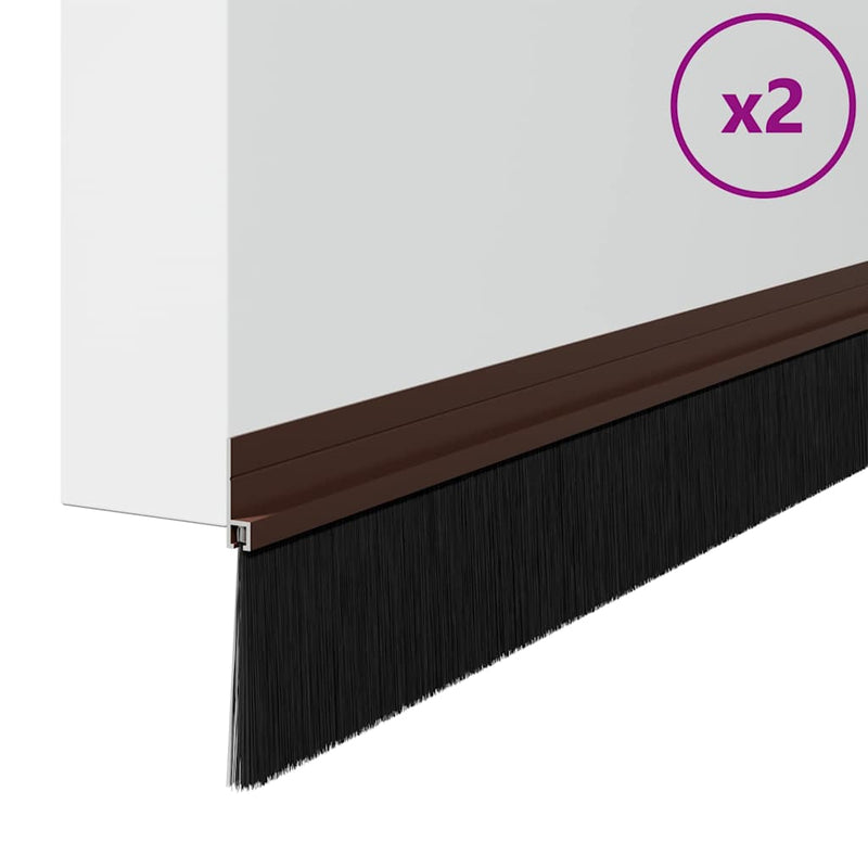 ギャラリービューアに画像をロードする, Vidaxl zelfklevende deurborstels 2 pcs bruin 100 cm aluminium legering
