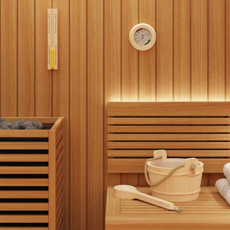 Afbeelding laden in galerijviewer, Vidaxl sauna accessoire set 4 pcs bruin massief vurenhout en hennep
