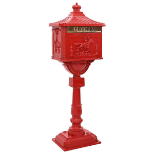 Vidaxl staande brievenbus rood 42,5 x 29,5 x 117 cm gegoten aluminium