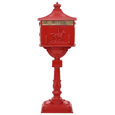 Vidaxl staande brievenbus rood 42,5 x 29,5 x 117 cm gegoten aluminium
