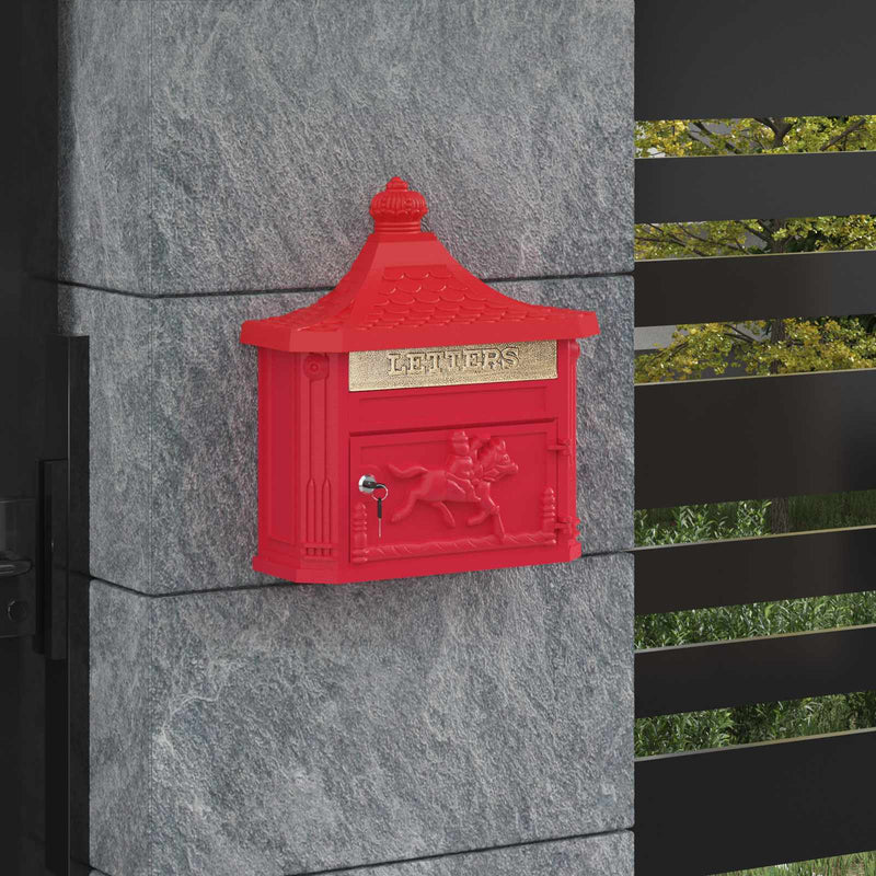 ギャラリービューアに画像をロードする, Vidaxl wandgemonteerde brievenbus met opslag rood 40,5 x 16 x 45 cm
