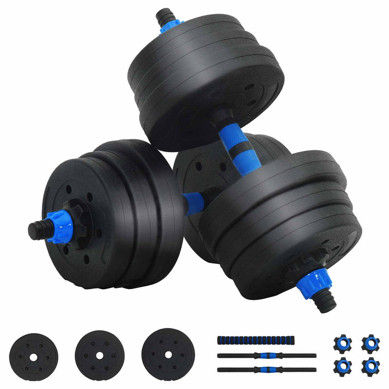 Chargez l'image dans la visionneuse de la galerie, Vidaxl 2-in-1 halter-barbell set 30kg zwart en blauw

